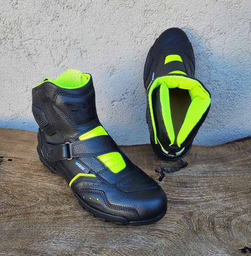 Facus Botas Moto Ruta B03 Negro Con Amarillo Fluor 2