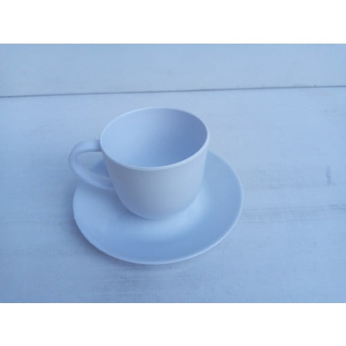 Plastic Ware Set of 6 White Melamine Cups with Saucers 5