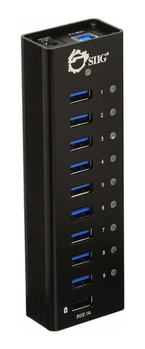 Siig USB 3.0 Hub 9-Port Y 1-Port 2.1 A Charging with Adapter 0