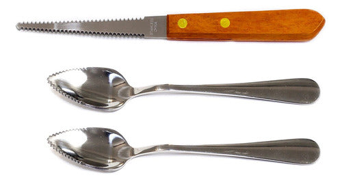 Grapefruit Set of 2 Grapefruit Spoons and 1 Grapefruit Knife 0