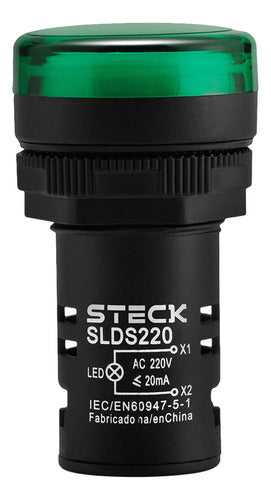 Steck LED Green Eyebolt 22mm 220V 0