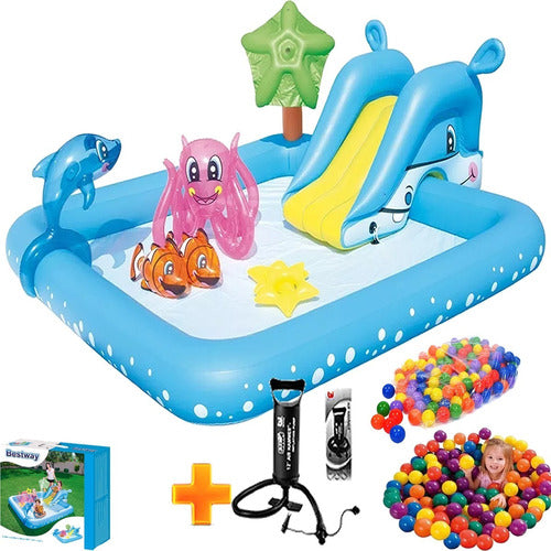 Inflatable Ball Pit Water Play Center with Slide - Nemo + 100 Balls 0