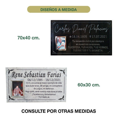 Memorial Plaque, Marble 30x15cm. For Cemetery + Photo 6x9cm 3