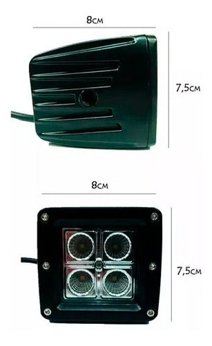 High-Power Square 4 LED Auxiliary Light 16w Motorcycle ATV 4x4 Potency 2