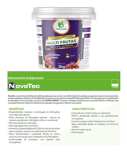 3kg Adubo Fertilizante Novatec Classic 12-8-16 Tipo Basacote 3