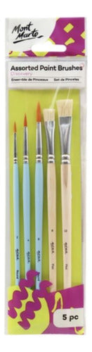 Mont Marte Set of 5 Synthetic and Bristle Brushes 1