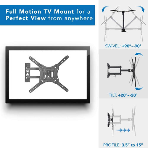 Tech House Wall Mount for Smart TV and Shelf 14 to 55 Inches Includes Screws 4