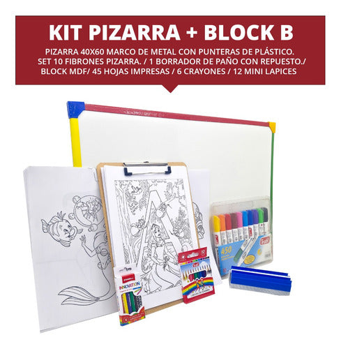 Kit Arte Niños Set Infantil Pizarra Pizarron 60x40 Disney Ab 1