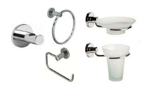 Ottone Set of 5 Chrome Bathroom Accessories 1