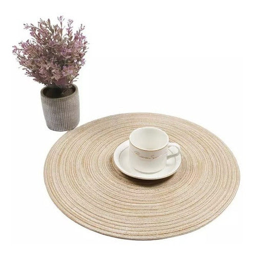 City Blanco Rustic Round Table Mat Set of 6 1