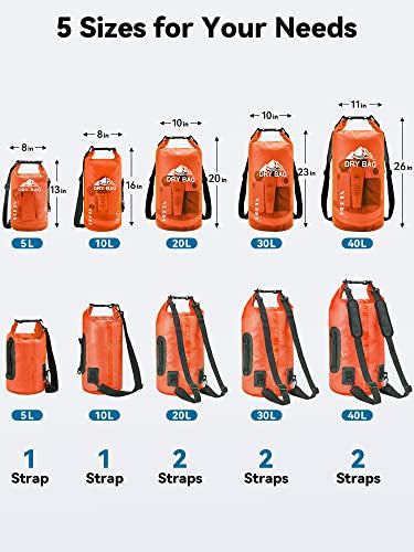 Heeta Waterproof Dry Bag Backpack 30L Orange Clear 1