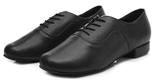 Dkzsyim Professional Leather Latin Dance Shoes for Men 4