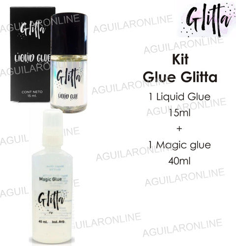 Kit Set Pegamento Liquido Glitta + Magic Glue P/ Maquillaje 1