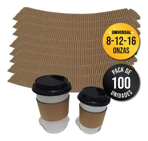 Universal Cardboard Sleeves for 8oz Coffee Cups x 100 Units 1