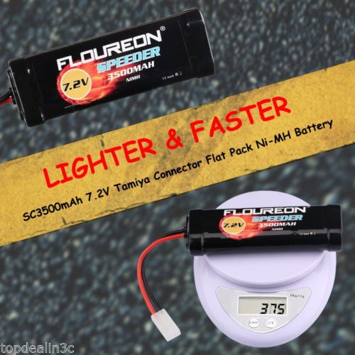 FLOUREON 2 X Hembra-Tamiya 7.2V 3500mAh Ni-MH Battery for RC Cars 1