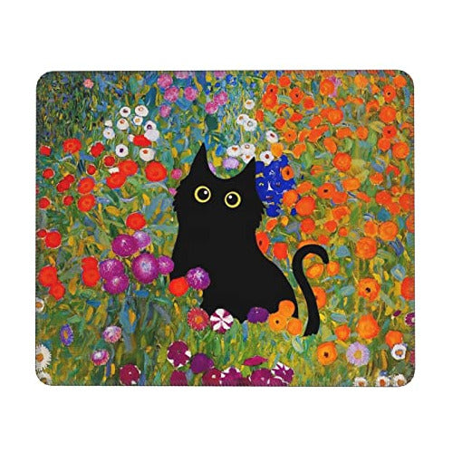 Mahrokh Cute Black Cat Mouse Pad Anime 0