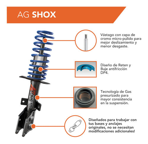 Kit X2 Amortiguador Vastago Corto Gol Trend Fox Voyage Suran 2