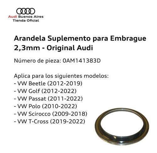 Arandela Suplemento Para Embrague 2,3mm Audi A1 2011 Al 2021 2