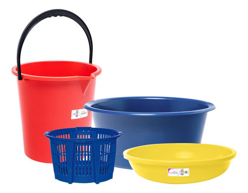 Florida Cleaning Set Bucket 12 Lt, Round Basin 14 Lt, 6 Lt Washbasin, Round Basket 0