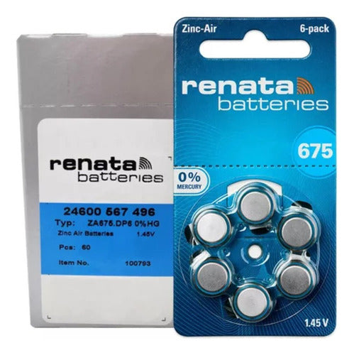 Renata 675 Batteries for Headphones x 60 Zinc Air Batteries 0