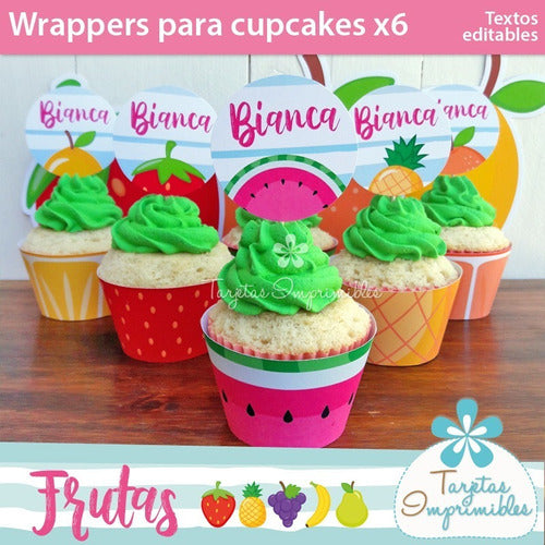 Kit Imprimible Decoraciones Cumpleaños Tuti Fruti Piña 1