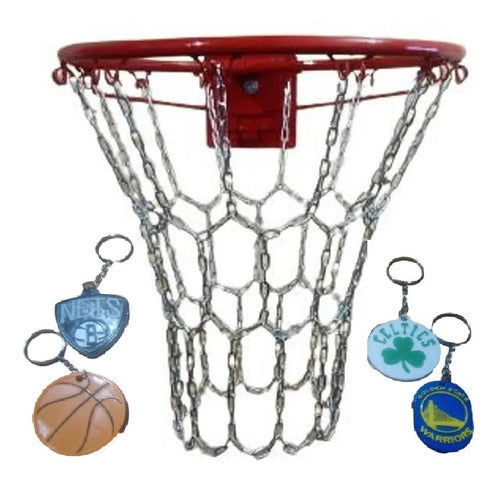 FJ PROFESIONAL Basketball Net with 12 Hooks, Zinc Chain Num 25 0