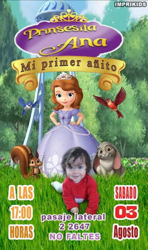 Tarjeta Invitación Cumpleaños Digital Princesa Sofia 1