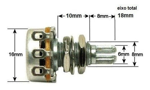 Potenciômetro Alpha B 100k 16/18 Com Click Central No Eixo 4