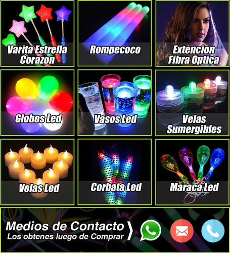 14 Vasos Largos Luminosos Luz Led Cotillon Carioca Fiesta 5