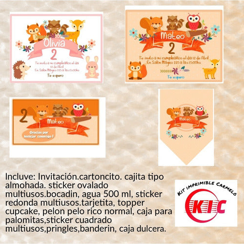 Kit Imprimibles Carmelo: Editable Animalitos Del Bosque Candy Bar Kit 1