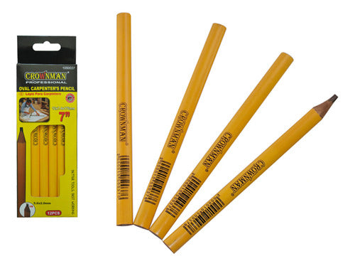 Crownman Oval Carpenter Pencil 7'' Box of 12 Pencils 0