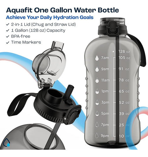 AQUAFIT One Gallon Water Bottle with Straw and 2-in-1 Lid 1