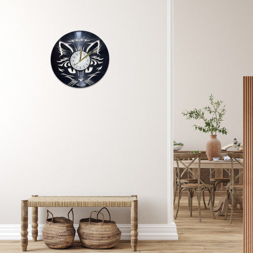 Fierro 100% Argento Vintage Cat Wall Clock Laser Cut Vinyl Disc 3