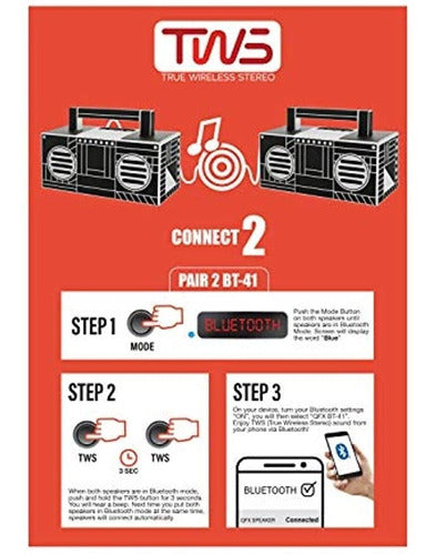 Qfx Bt-41-flamingo Bluetooth Streaming Tws Ready Lightshow S 2