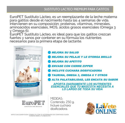 Leche Gatito Premium Sustituto Lacteo Europet X 10 Paquetes 1