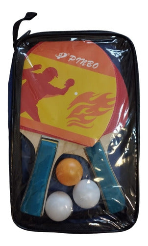 Set Ping Pong 2 Paddles + 3 Recreational Balls + Case 2