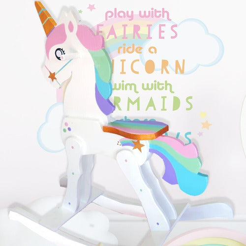 !unicornio Mecedor 80 Cms De Alto!! Madera Pintado A Mano 2