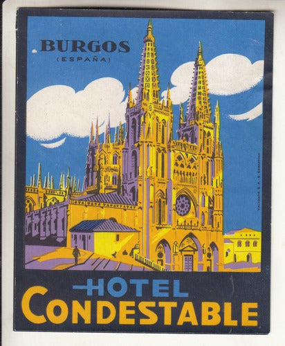 Luggage Antiguo Sticker De Hotel Condestable Burgos España 0