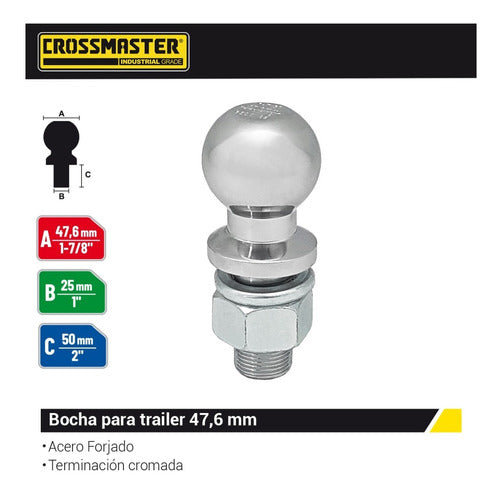 Crossmaster Bocha Para Enganche Trailer 47.6mm Pulgadas Bola 1