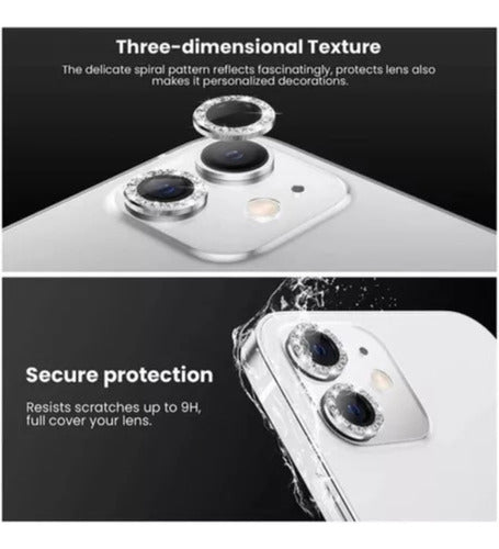 Tempered Glass for iPhone with Rear Camera Diamonds Strass 40