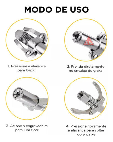 Bico Aclopador Graxeira Pistola Lubrificação Graxa C/ Trava 2