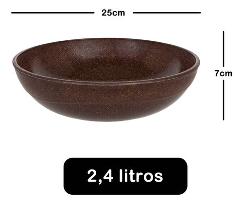 Saladeira Redonda 25cm Tigela 2,4 Litros Marrom Escuro 2