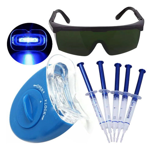 Kit Blanqueador Dental Whitenin Luz Led Uv + Gafas + Jeringa 0