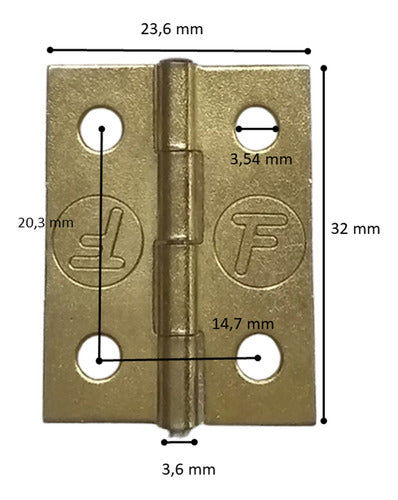 Bisagra Libro Hierro Bronceado - 32mm - Caja X 50 U. - Fdn 1