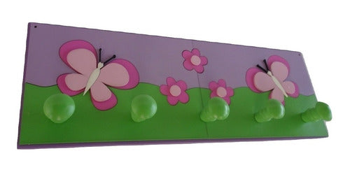 Butterflies and Flowers Wall Coat Rack with 5 Hooks 3