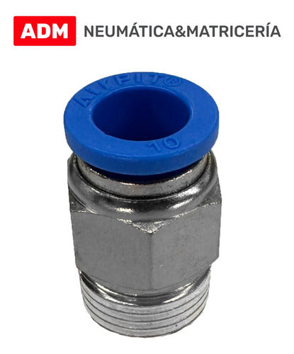 Conector Recto Neumatico 1/4 - 10mm Rosca Macho X5 U 1