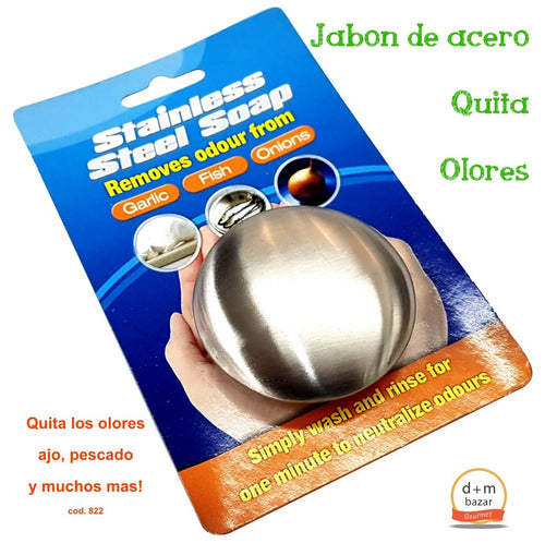 D+M Bazar Jabon De Acero Inoxidable Anti Olores Redondo 1