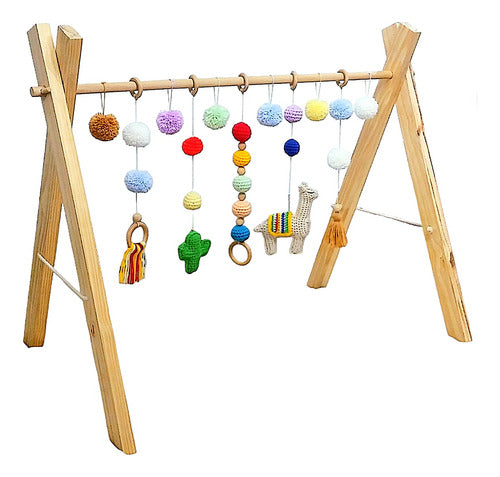 Nordic Montessori Wooden Handmade Crochet Baby Gym 1