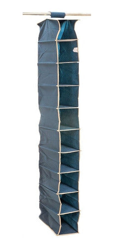 Martínez Analía Dora Hanging Fabric Organizer with 10 Shelves - Blue 15x30x127 cm 0