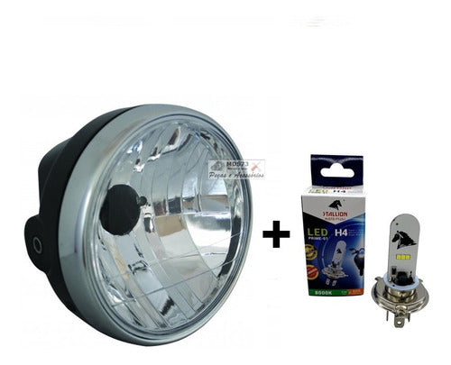 Farol Honda Fan150 09/13 Aro Cromado + Lâmpada Led 8000k 1